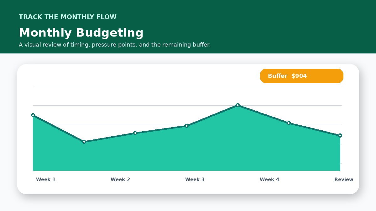 Monthly cash flow timeline infographic for A Practical Monthly Budget Review Checklist