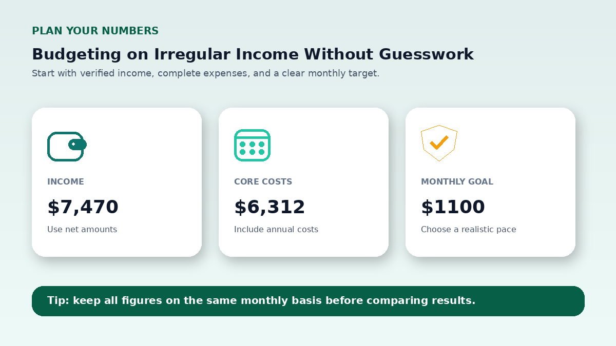 Budget planning inputs infographic for Budgeting on Irregular Income Without Guesswork