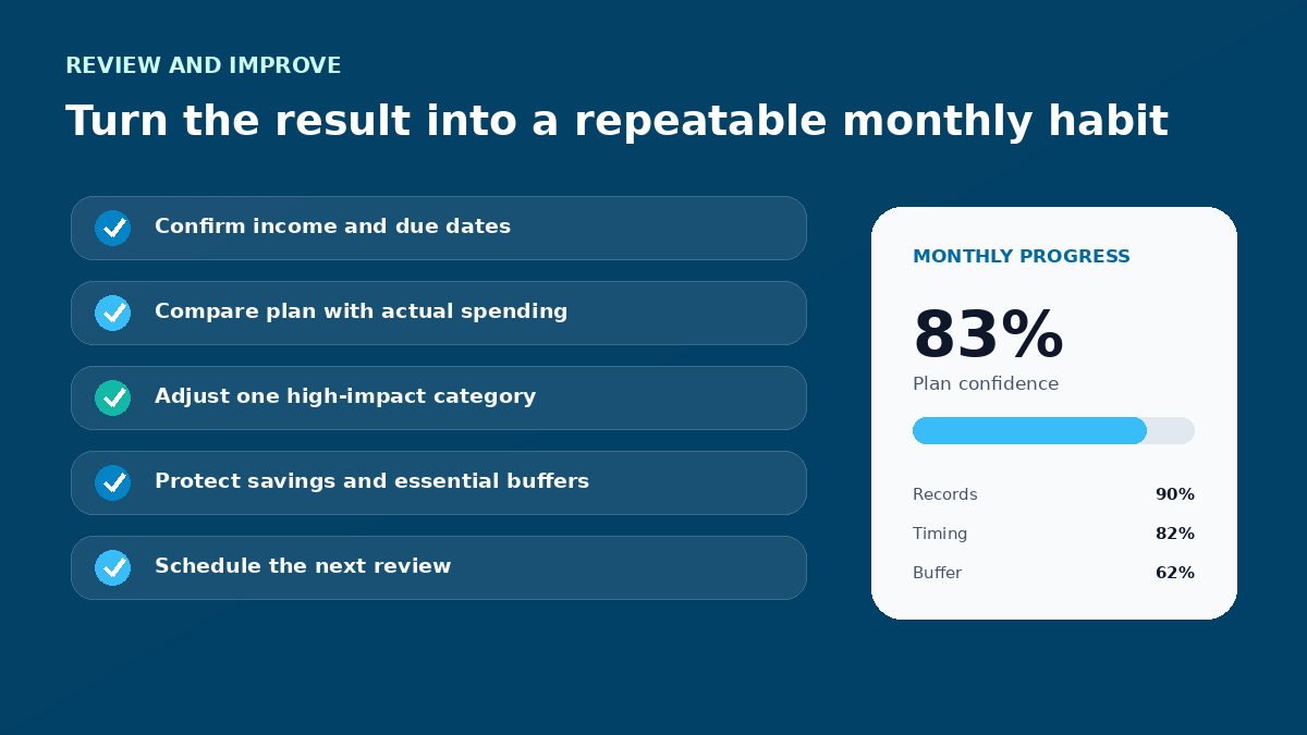 Budget review checklist infographic for Household Cash Flow Explained in Simple Terms