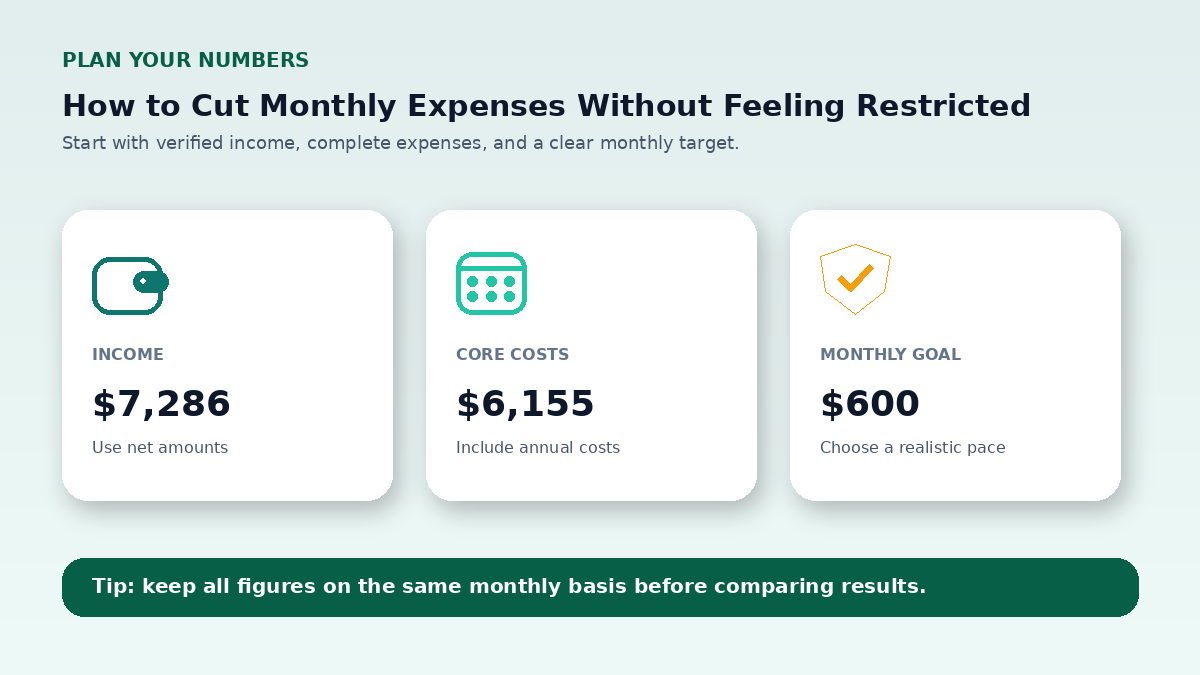 Budget planning inputs infographic for How to Cut Monthly Expenses Without Feeling Restricted