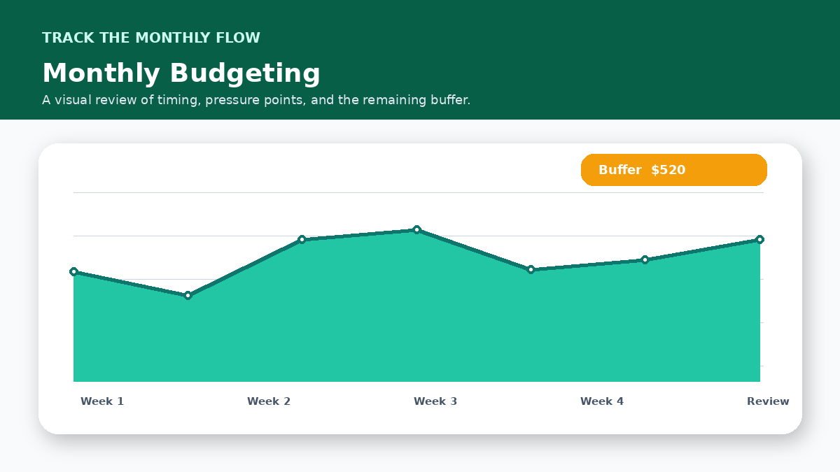 Monthly cash flow timeline infographic for How to Cut Monthly Expenses Without Feeling Restricted