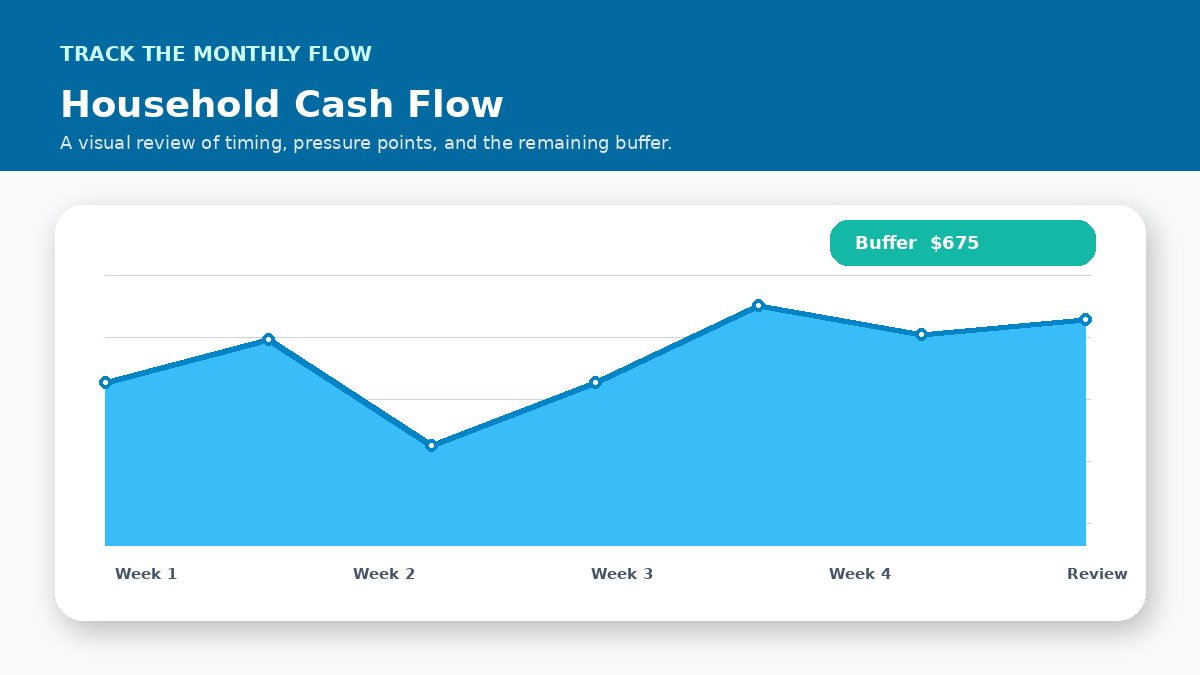 Monthly cash flow timeline infographic for How to Fix Negative Household Cash Flow
