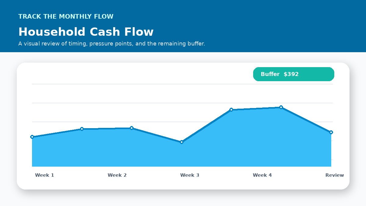 Monthly cash flow timeline infographic for Planning Seasonal Expenses in Household Cash Flow
