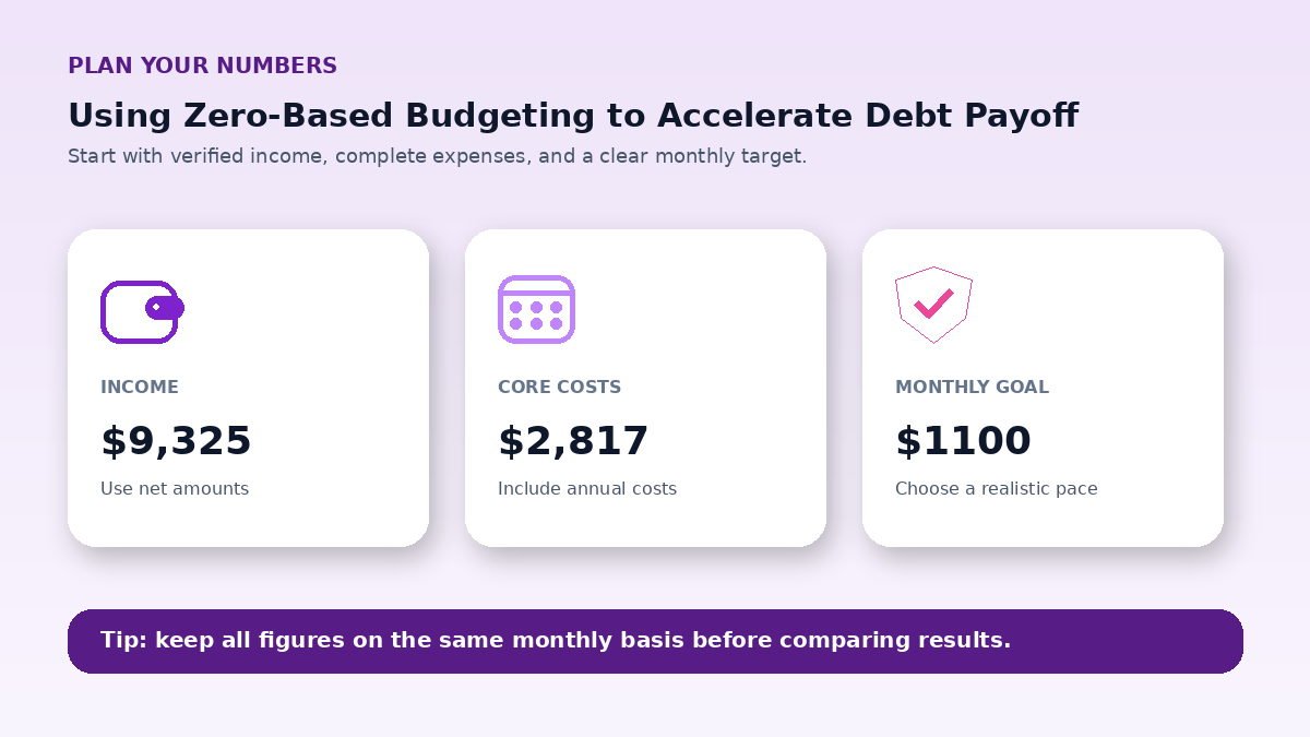 Budget planning inputs infographic for Using Zero-Based Budgeting to Accelerate Debt Payoff