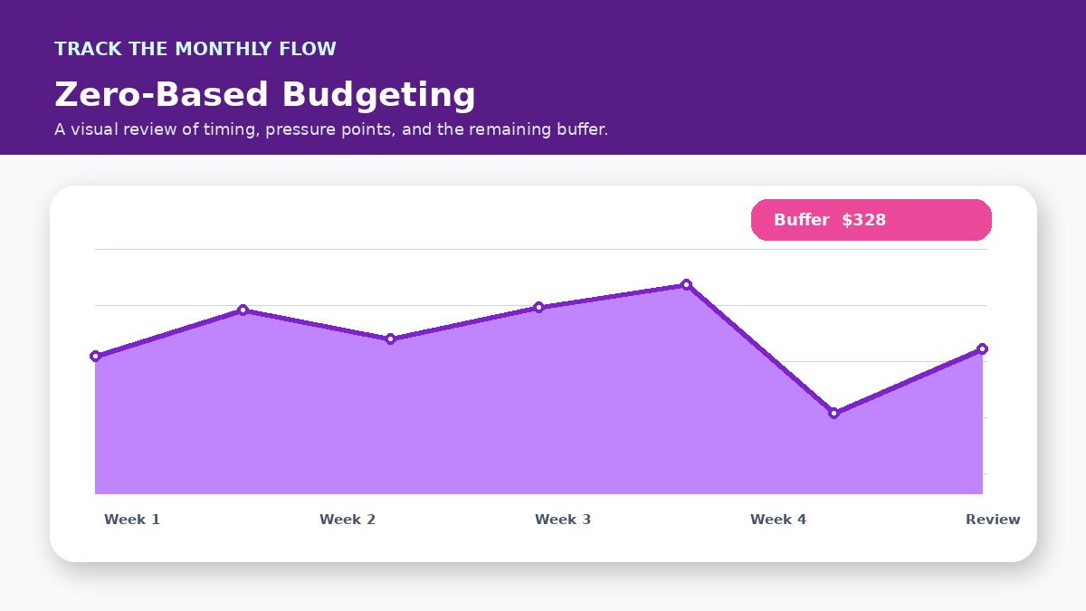 Monthly cash flow timeline infographic for Using Zero-Based Budgeting to Accelerate Debt Payoff