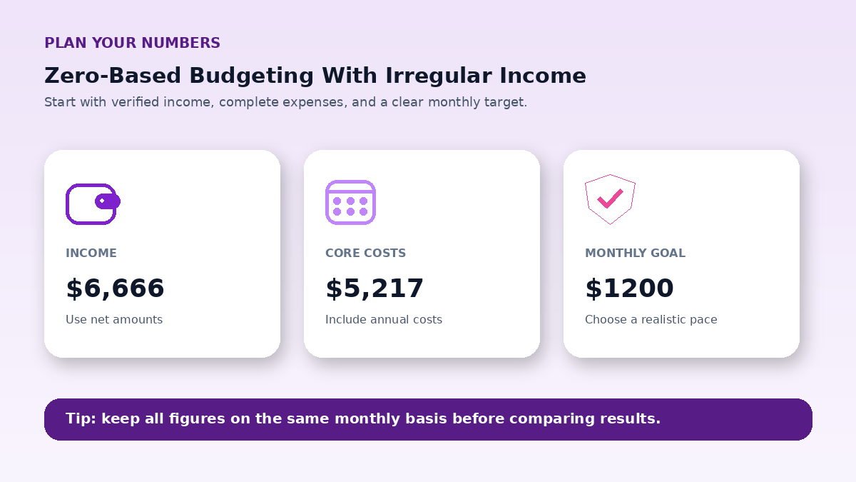 Budget planning inputs infographic for Zero-Based Budgeting With Irregular Income